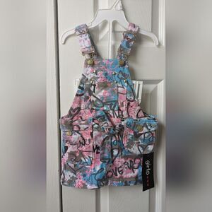 Girls graffiti print overalls